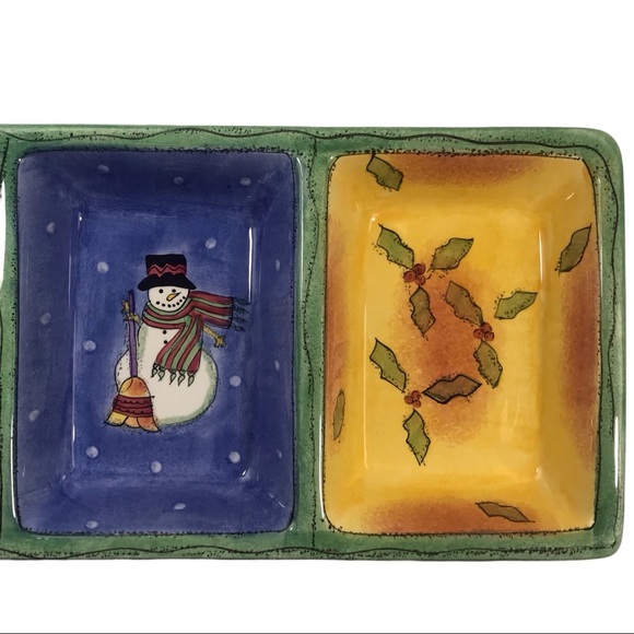 SANGO Sweet Shoppe Christmas Snowman by Sue Zipkin Four Section Serving Dish - Picture 6 of 8